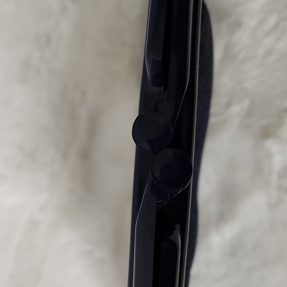 Vintage Italian blue Raffia woven clutch Kiss Clasp Classic Event Clutch - Picture 2 of 8